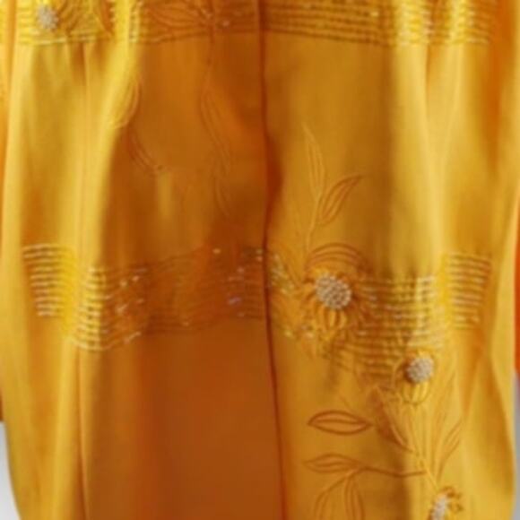 Beu Marc Women's Elegant Jacket Striped Beaded Embroidery Yellow - Picture 3 of 5
